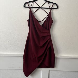Mini Wrap Bodycon Dress Sexy Club Party Strappy Open Back Ruched Front S/M